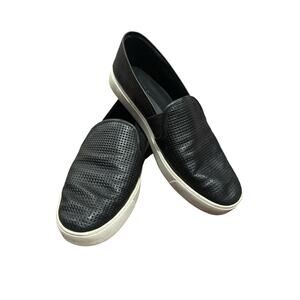 Vince Blair Shoes Women's Black White Leather Perforated Slip Ons Casual 8.5M
